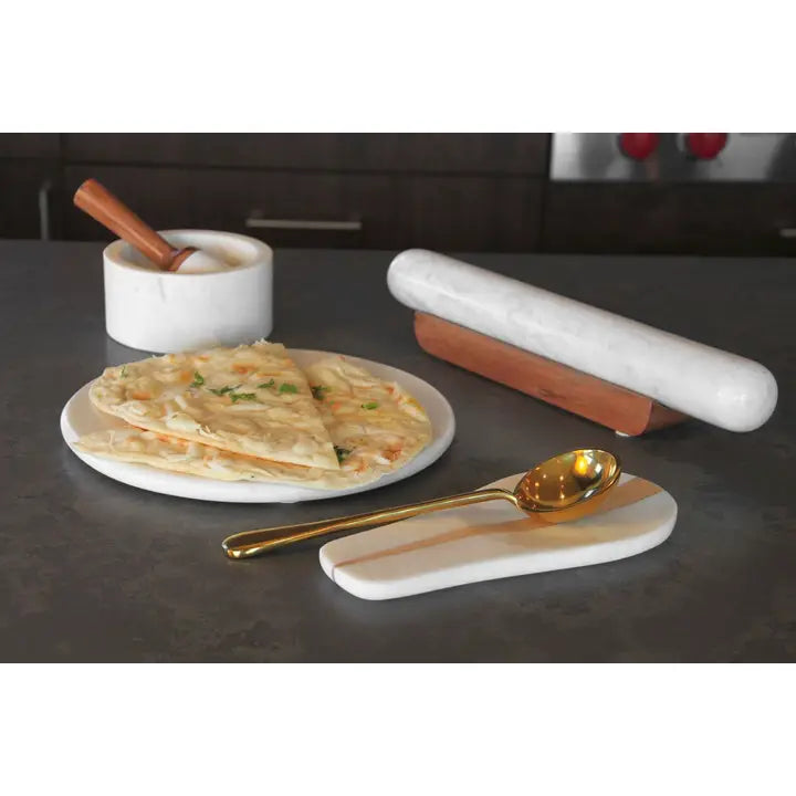 Marble and Wood Spoon Rest