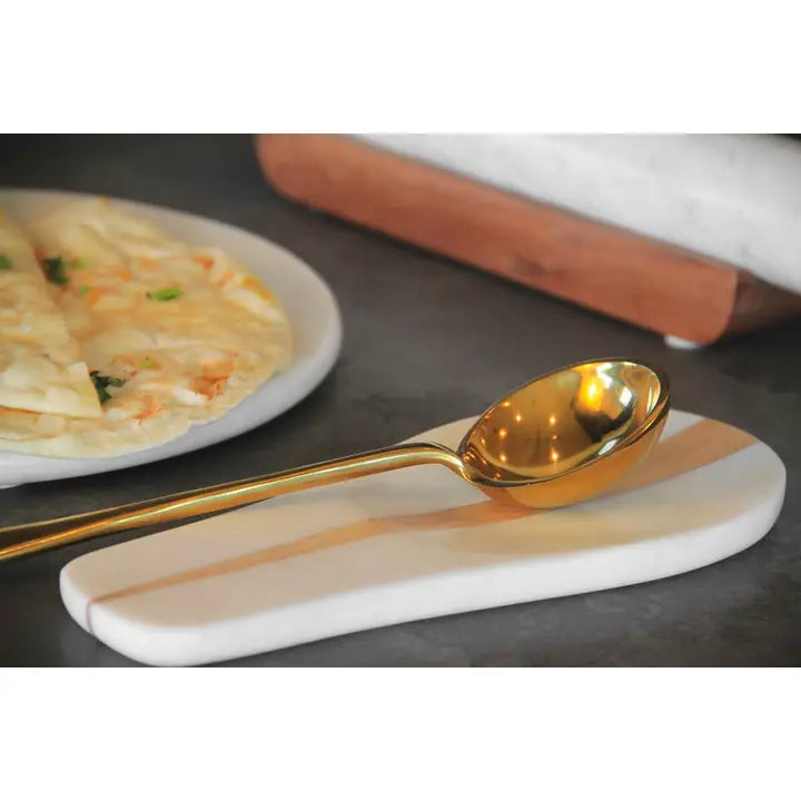 Marble and Wood Spoon Rest
