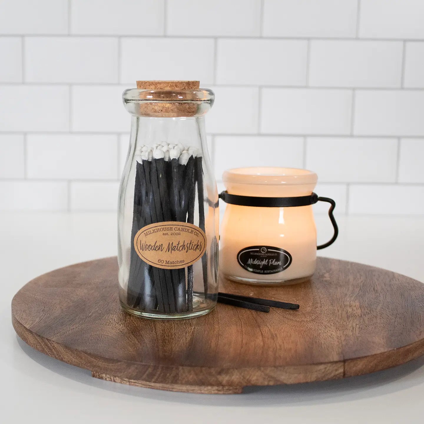Milkbottle of Matches By Milkhouse Candle Co