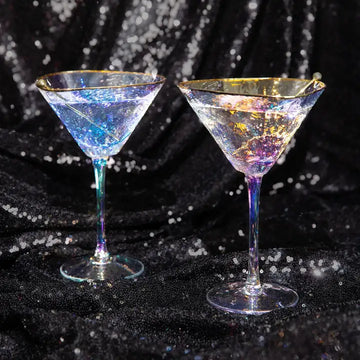 Iridescent Handmade Hammered Martini Glasses