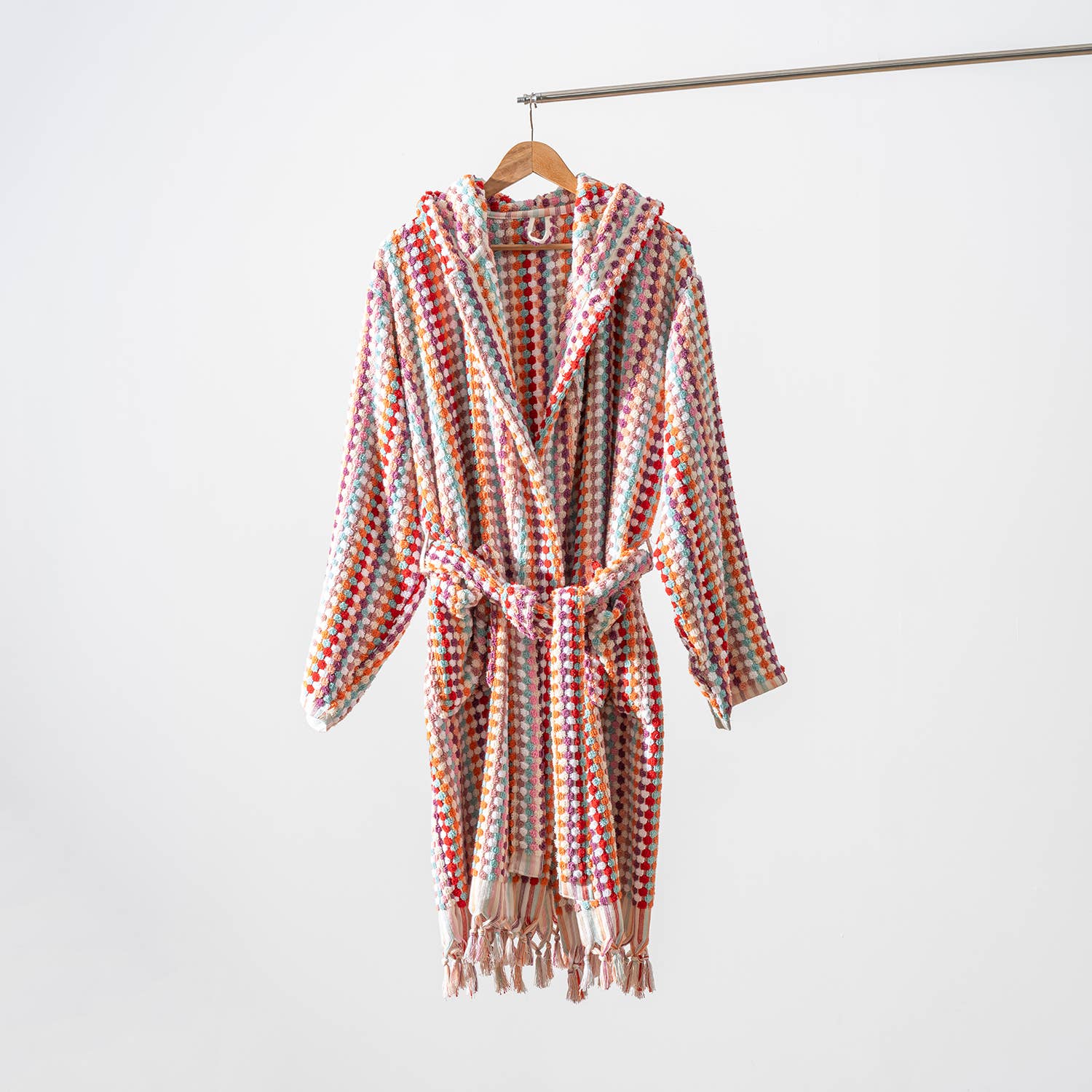 Pompom Bathrobe Handloom Turkish Cotton Resort Heavy Luxury