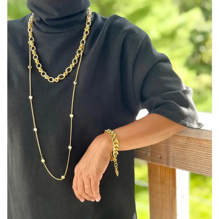 18k Matte Gold Curb Chain Bracelet