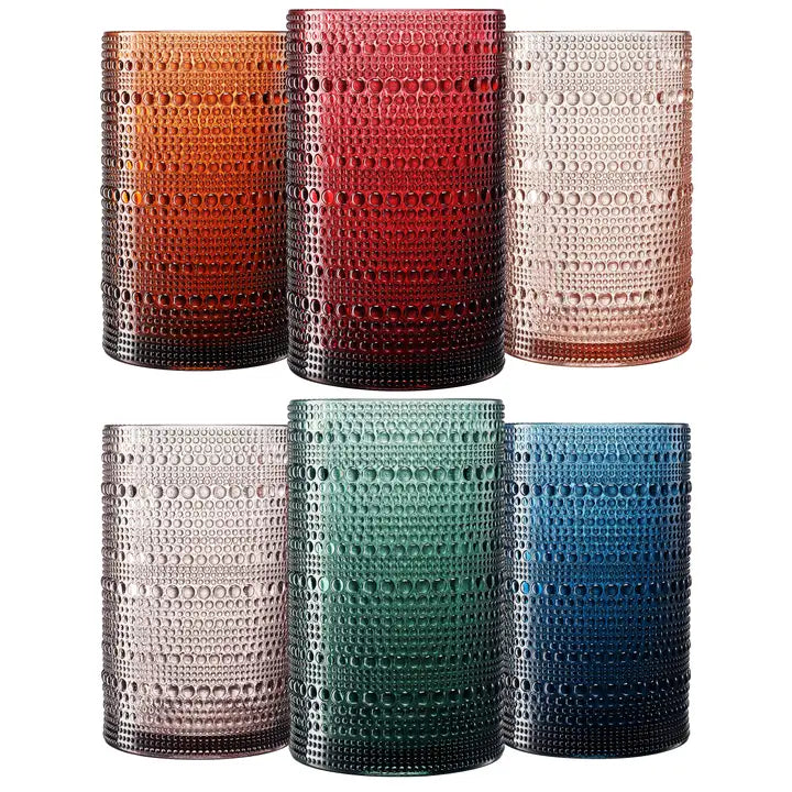 Acrylic Unbreakbale Hobnail Highball Glass, Set of 6