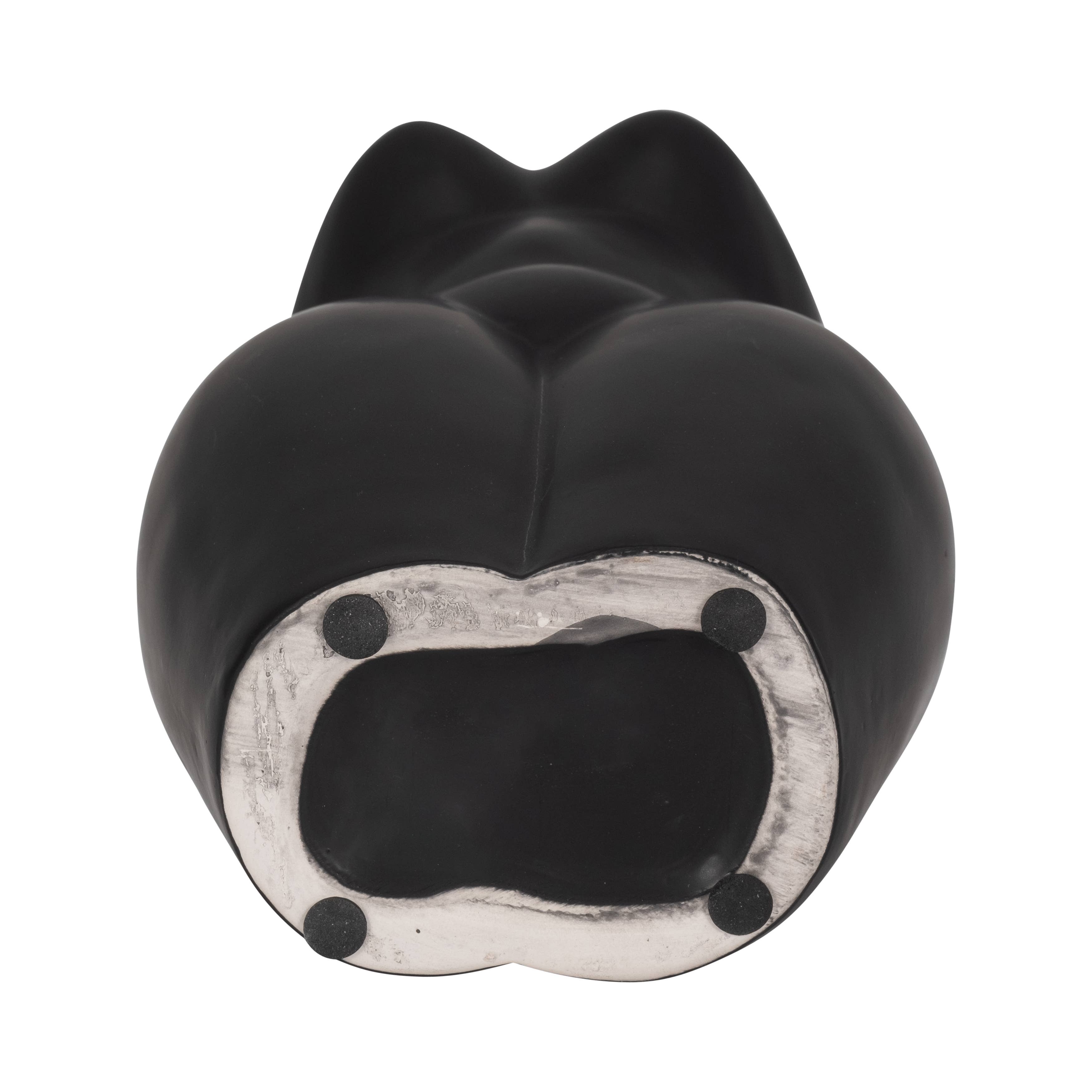 Body Form Vase - Black Stone Torso Modern Woman, 12 in.