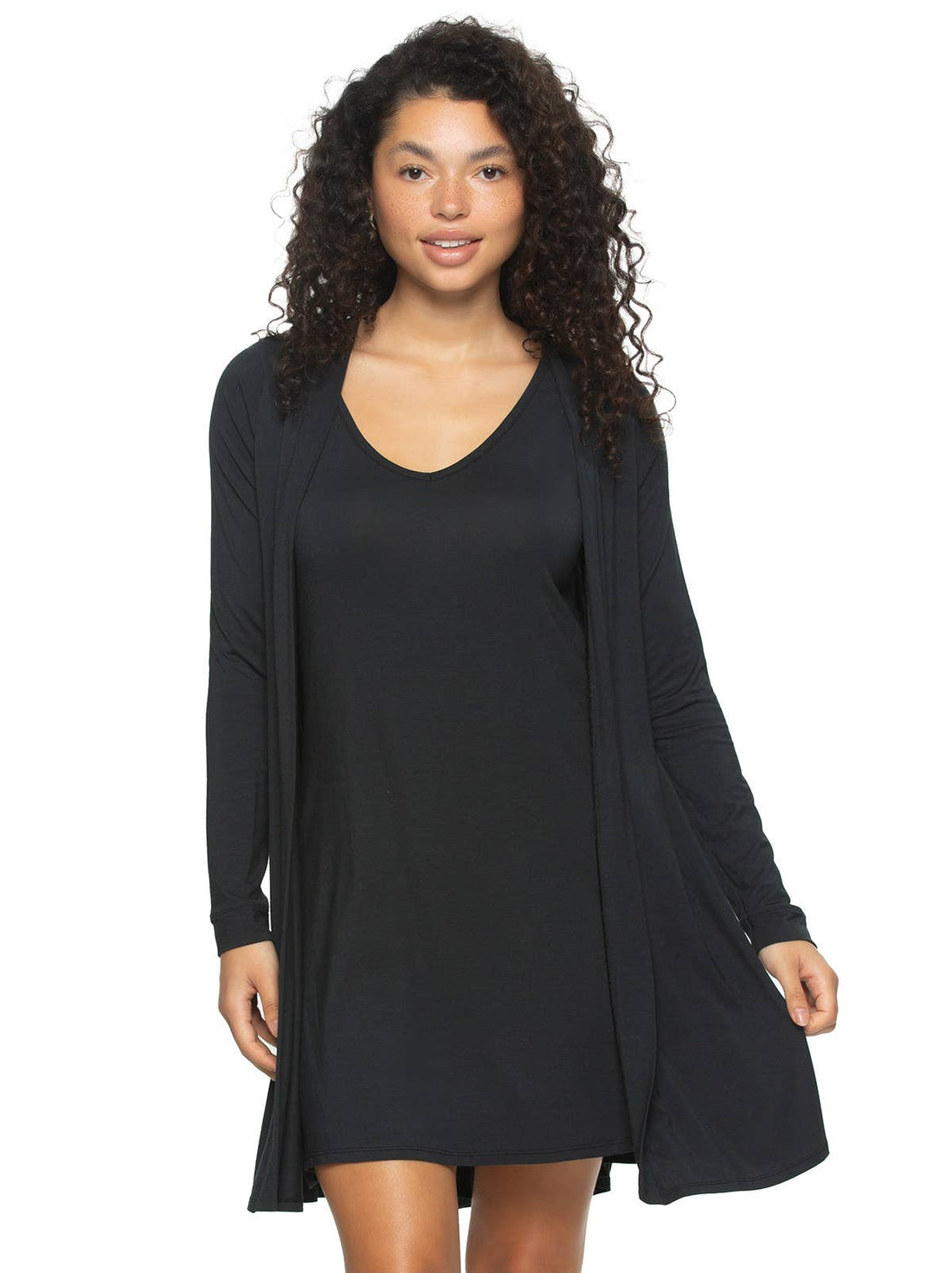 So Smooth Modal Tank Chemise & Wrap Set - Black