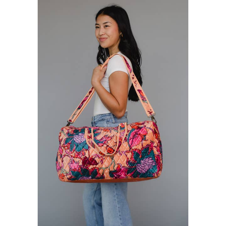 Lt. Orange & Multicolored Floral Duffel