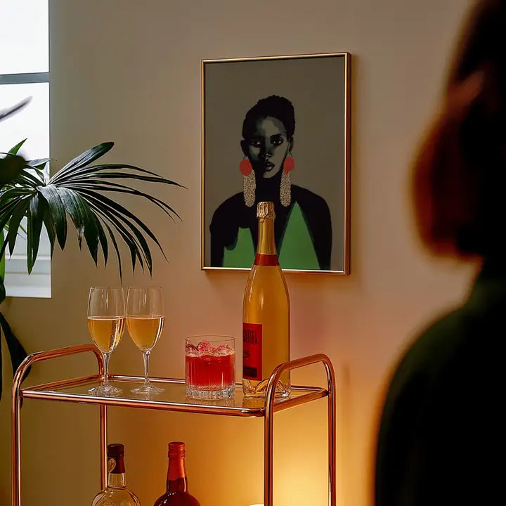 Vintage Green Portrait | Afro Caribbean Art |  Print only; Not Framed